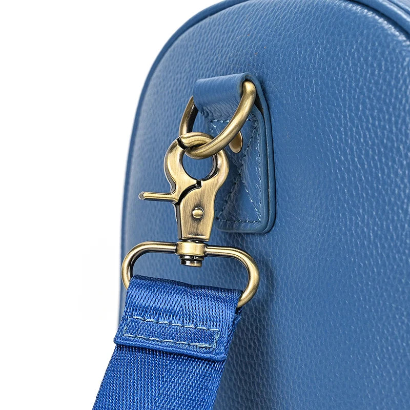 Sac de voyage en cuir véritable de grande capacité pour hommes et femmes, en cuir de vache noir souple, polochon de voyage décontracté, grand sac à bandoulière pour week-end
