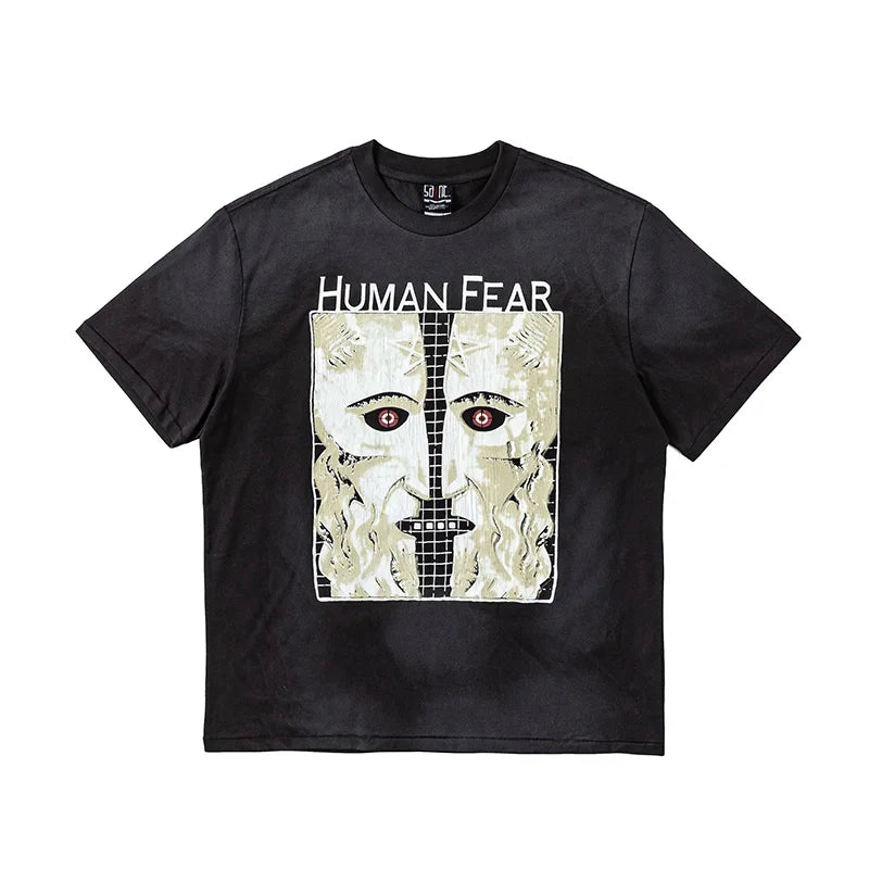 Vintage Series Saint Round Neck Sexy Robot Printed Casual High Quality Oversized T Shirt Harajuku Streetwear Men