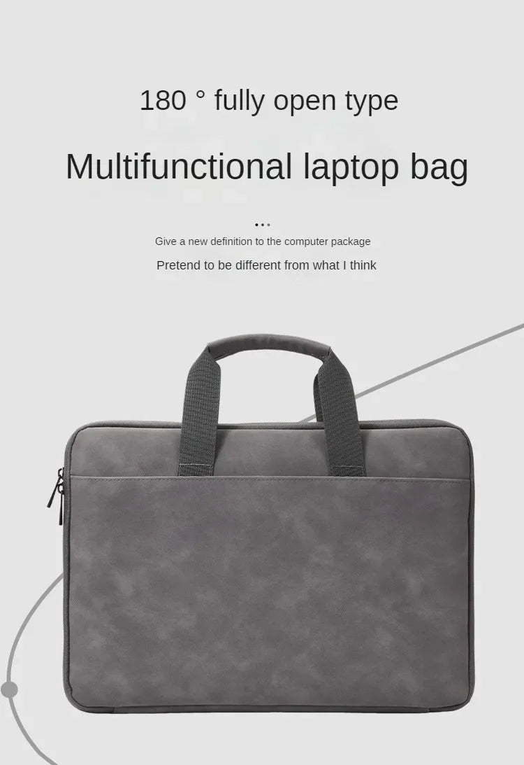 Fully Opening and Closing PU Sheepskin Leather Laptop Bag Suitable for 13-16 Inches Feel Splashproof and Shockresistant