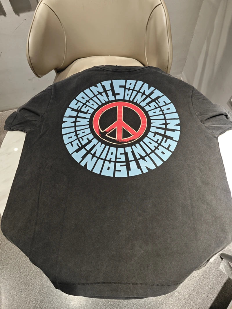 Saint High Quality Casual Loose Smiling Print Men T Shirt