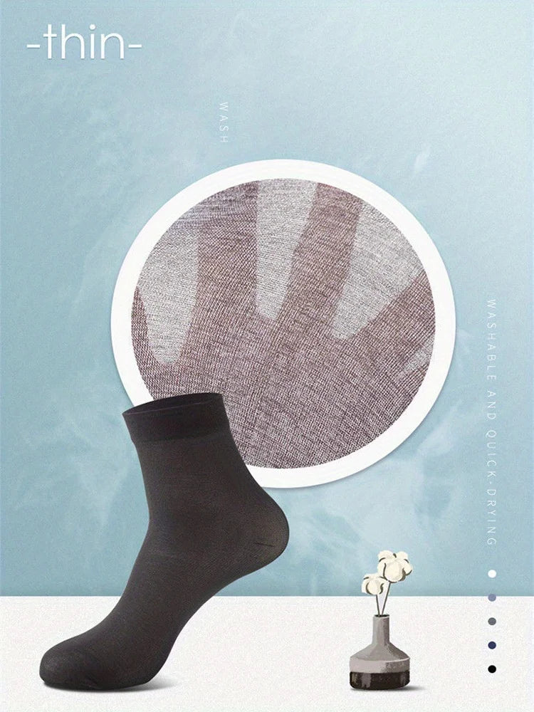 30 Pairs High Quantity Breathable Fiber Men's Socks Summer Comfortable Thin Ice Silk Socks High Elastic Business Casual Socks