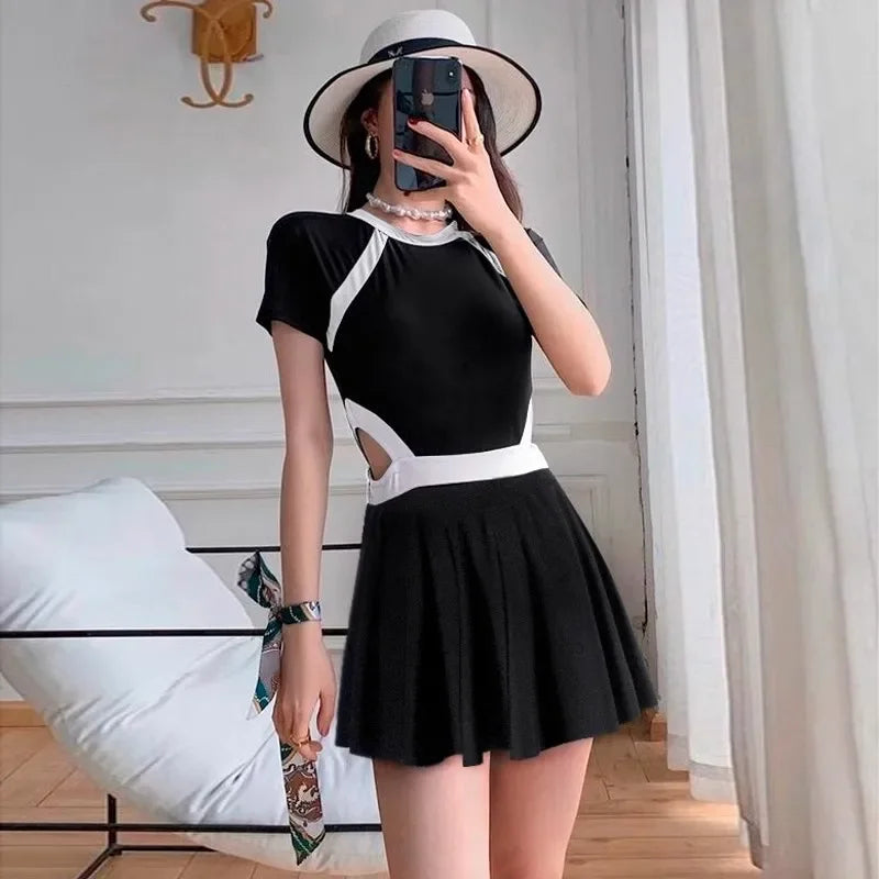 Women's Two-Piece Swimsuit Hot Sale Of The Season Summer Fashion Color Block Slimming Long Sleeve Sunscreen Holiday Swimwear Bik