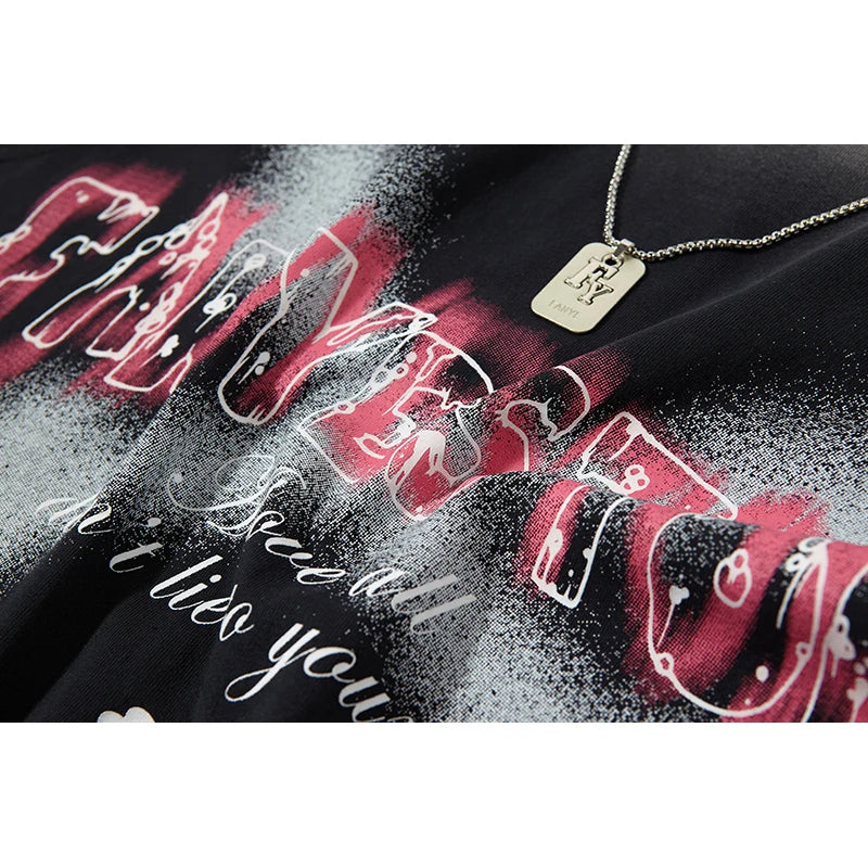 2025 Summer Washed Tank Tops V Cut Baggy Hip Hop Splash-ink Ripped Tshirts Sleeveless Tops Necklace Mens Oversize Vests Y2k
