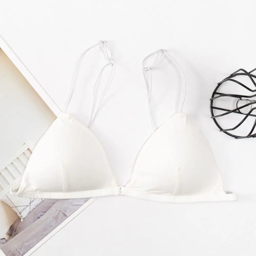 Fachion Triangle Bras for Women Beauty Back Thin Strape French Style Bra Solid Color Lingerie Deep V Bralette Summer