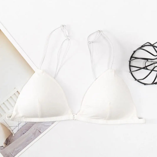 Fachion Triangle Bras for Women Beauty Back Thin Strape French Style Bra Solid Color Lingerie Deep V Bralette Summer