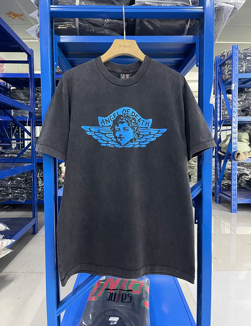 Saint High Quality Casual Loose Smiling Print Men T Shirt