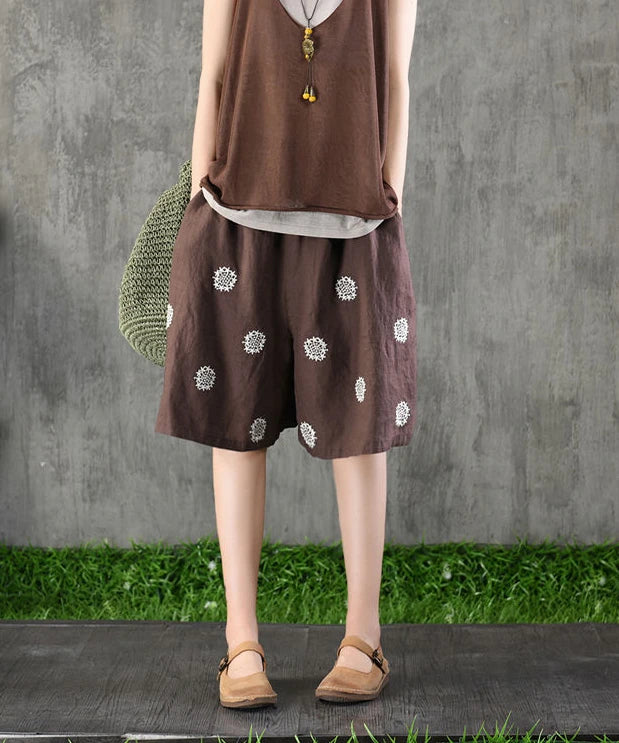 Short Pants Woman Knee Length Bermuda Cotton Embroidery Half Wide Shorts for Women Mid Harajuku Fashion Low Price Outfits Summer