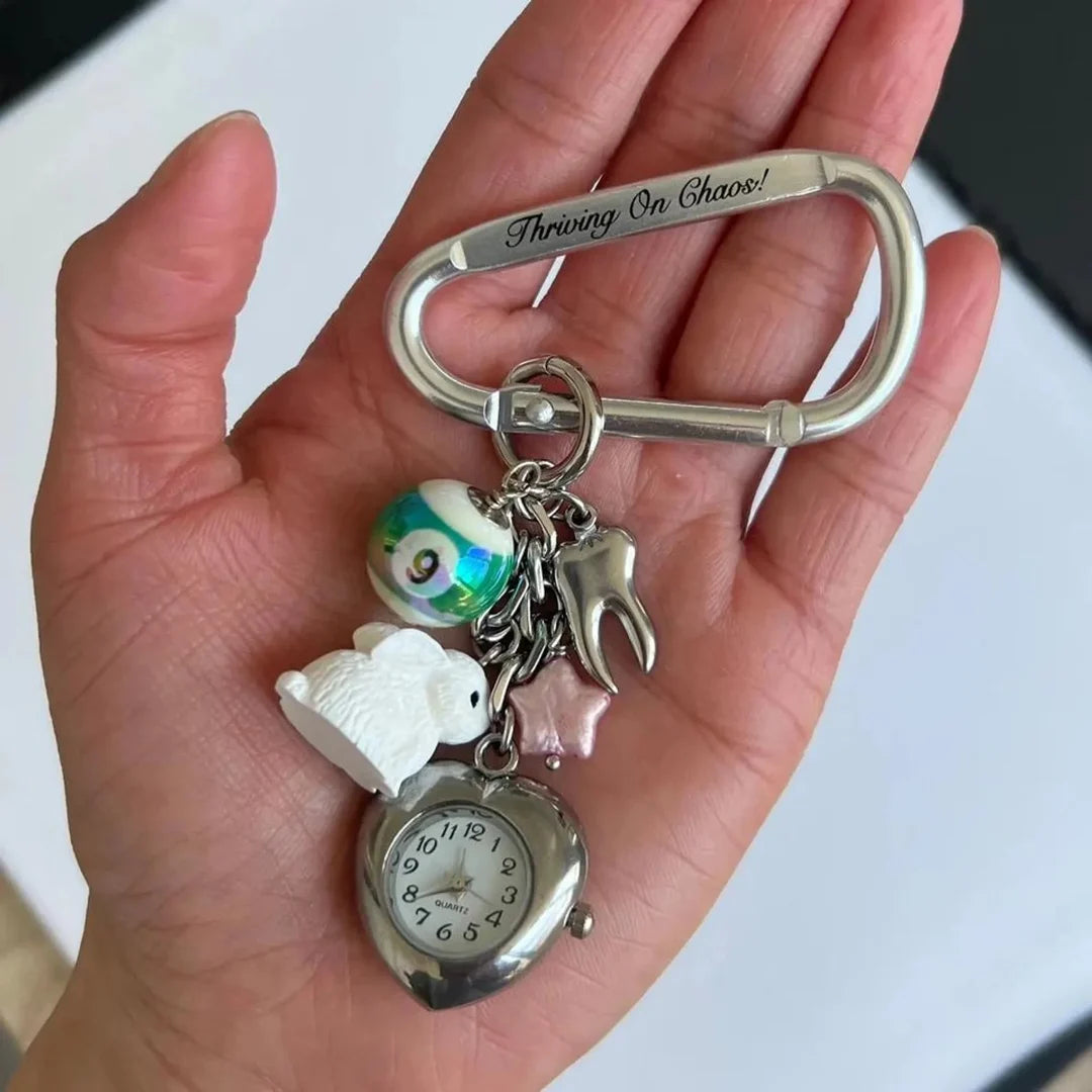 Creative Design Retro Pocket Watch Guitar Pick Personalized Pendant Mechanical Elements Creative Couple Gift Keychain Bag Parts