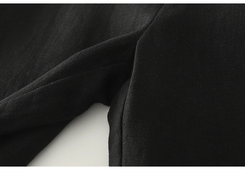 Cotton suit pants female summer new Korean fashion simple literary temperament elastic high waist leisure straight nine pants
