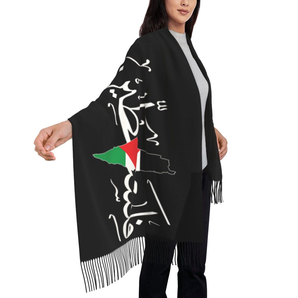 Palestines Flag Tassel Scarf Women Soft Palestinians Patriotic Shawl Wrap Ladies Winter Fall Scarves