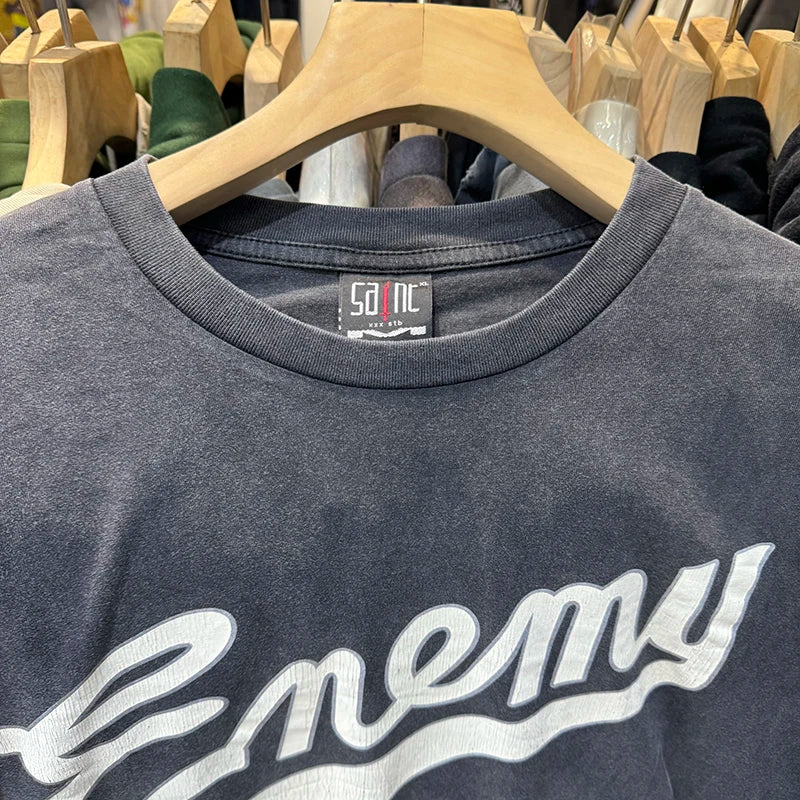 Saint High Quality Casual Loose Smiling Print Men T Shirt