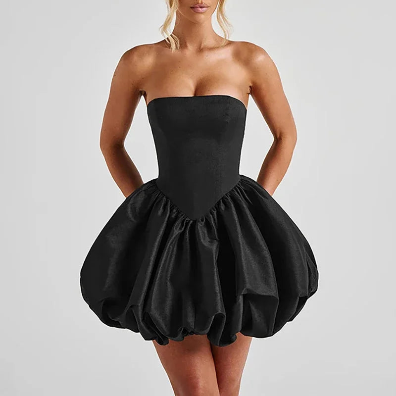 Women Evening Hollow Out Backless Solid Mini Party Dress Summer Ladies Sexy Bow Slim High Waist Holiday Temperament Dress 2025