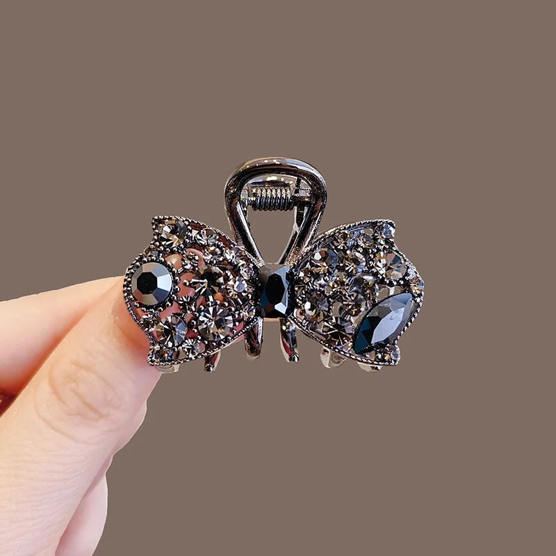 Exquisite Hollow Bow Hairpin New Rhinestone Small Grabber Girl Cute Bangs Clip Side Clip Sweet Hair Slide