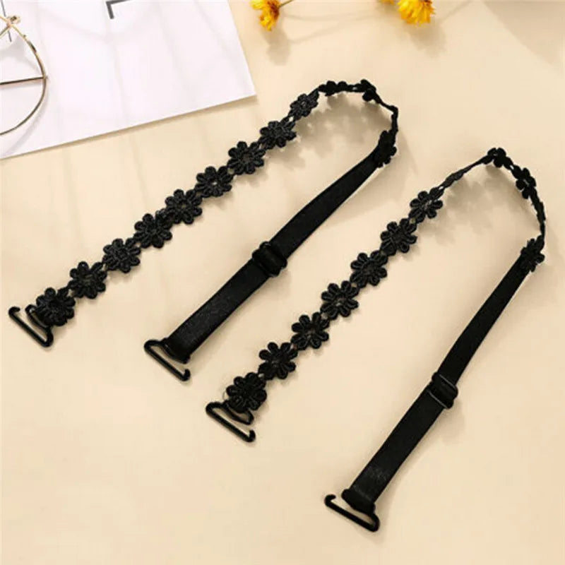 Women Elastic Bra Strap Bra Accessories Floral Lace Bra Strap Anti-slip Adjustable Belts Shoulder Strap for Bridal Wedding Party