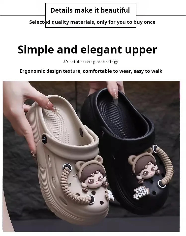 New summer cute little person hole shoes women's shoes breathable thick sole comfortable slippers beach shoes sandal Platform
