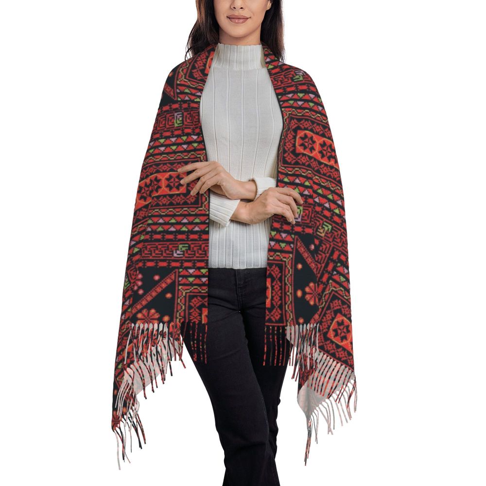 Palestines Flag Tassel Scarf Women Soft Palestinians Patriotic Shawl Wrap Ladies Winter Fall Scarves