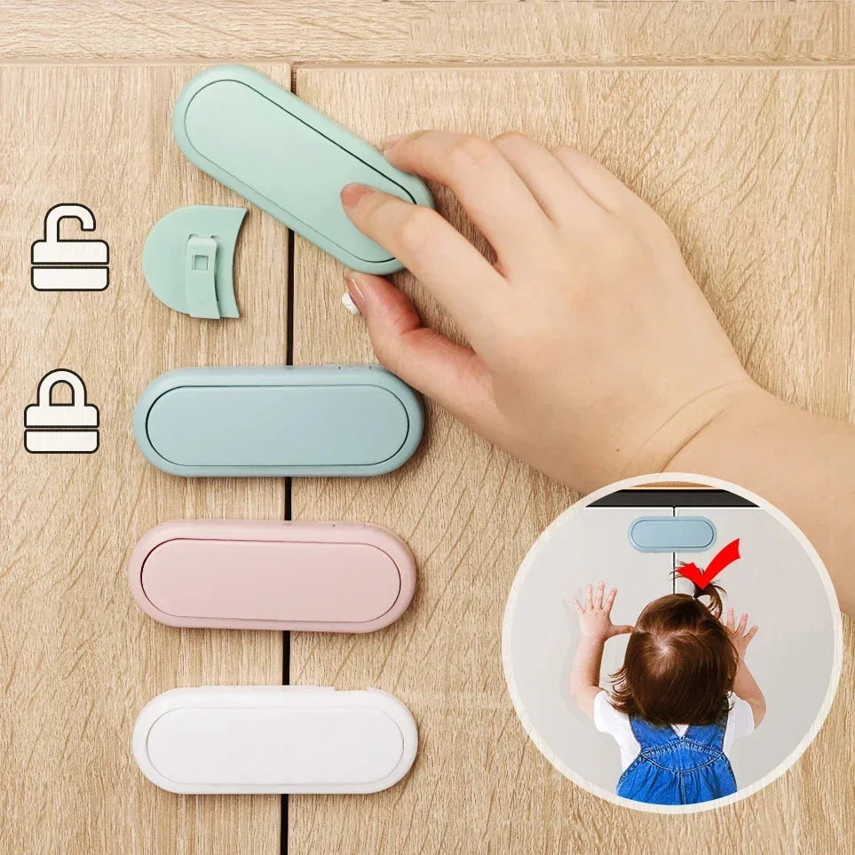 Loquet de sécurité pour tiroir d'enfant, 5 pièces, Protection de porte d'armoire, Anti-pincement pour bébé, serrure Invisible à main, serrure de porte opposée pour garde-robe