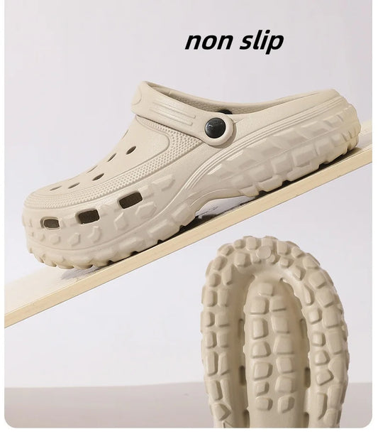 Summer Men's Thick Sole Clogs Beach Platform Sandals Outdoor EVA Non slip Slides Man Street Leisure Slippers Black Garden Shoes