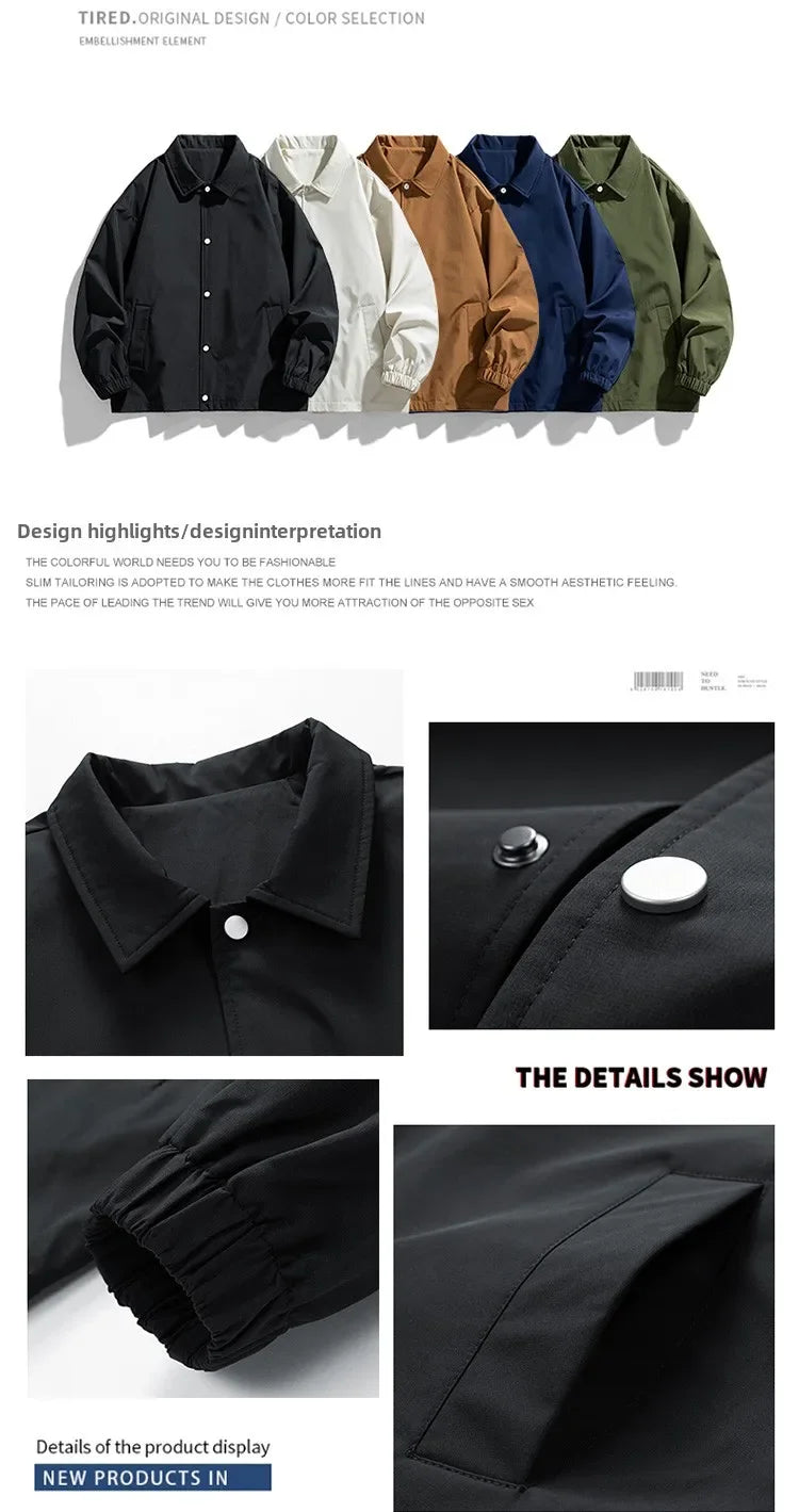 DIY logo Casual Japanese Coach Jacket Men's Spring Autumn New Brand Leisure Work Shirt Sle Open Cardigan Outerwear