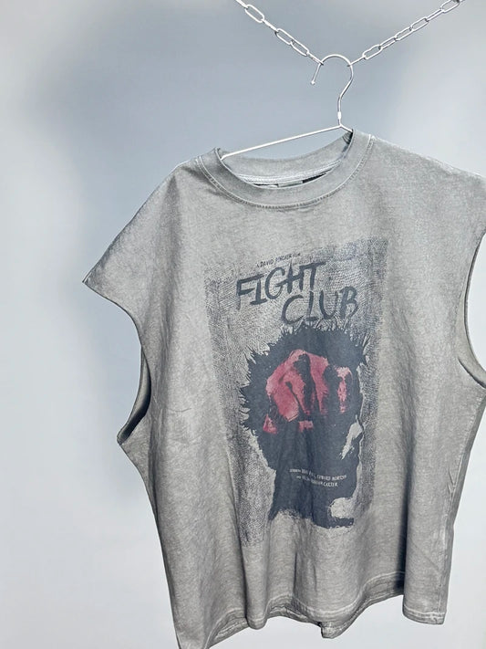 Washed FIGHT CLUB Tank Tops Vest Men Women Summer High Quality SAINT Oversized Sleeveless T-shirt