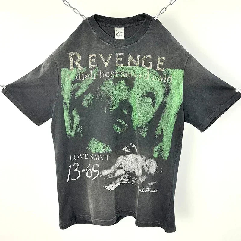 Red Skull Finger Print Damaged Hole Saint Tank Tee Men Women Streetwear Oversized Vest Vintage Washe Black Sleeveless T Shirt