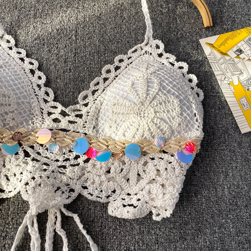 Spicy Girl Sexy Knitted Camisoles for Women Beach Halter Tanks with Built In Bra Backless Casual Corset Crop Tops Y2k Dropship
