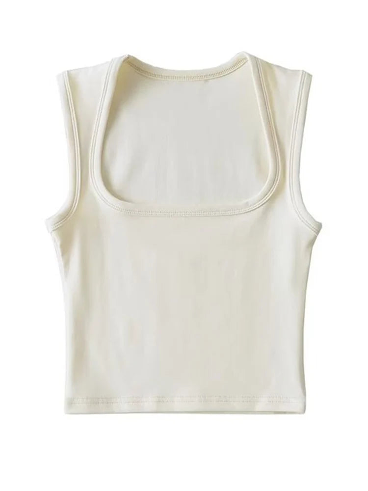 Deep Square Collar Vests 2025 Summer New Fashion Sexy Women's Crop Tops Sling Vest Camis