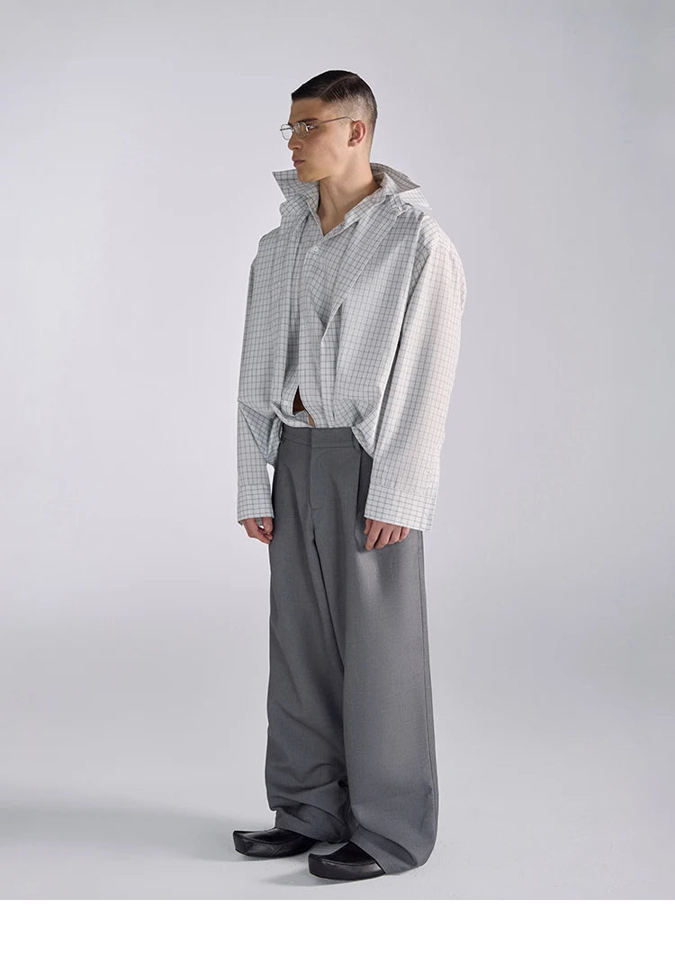 Mauroicardi Spring Autumn Long Baggy Black Wide Leg Pants Men High Waist Loose Casual Luxury Mens Designer Grey Clothes 2025