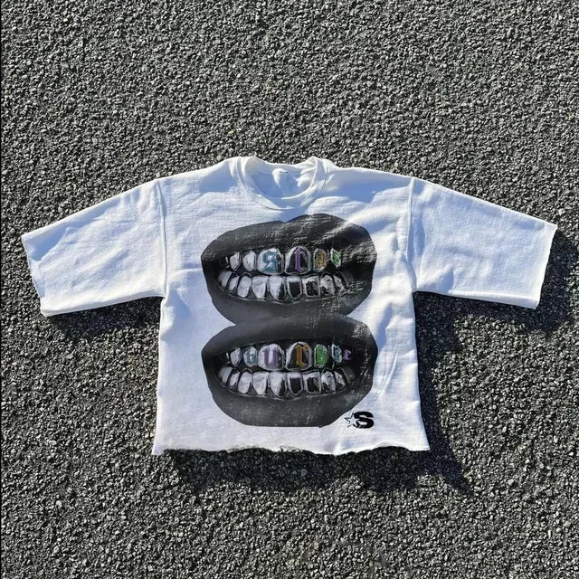 Streetwear T Shirt Y2K Hip Hop Punk Rock Graphic Print Oversized TShirt Mens Womens Round Neck Cotton Short Sleeve Tops Clothes