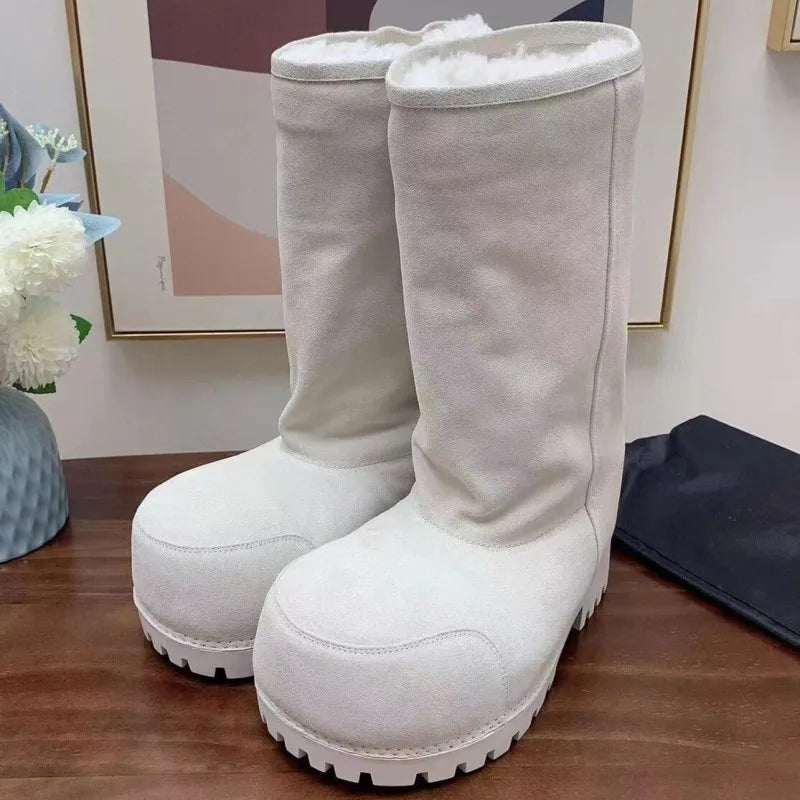 Winter Boots Women Snow Boots genuine leather Waterproof Warm Ski Boots Female Outdoor Non-slip Cotton Boots Size 35-40