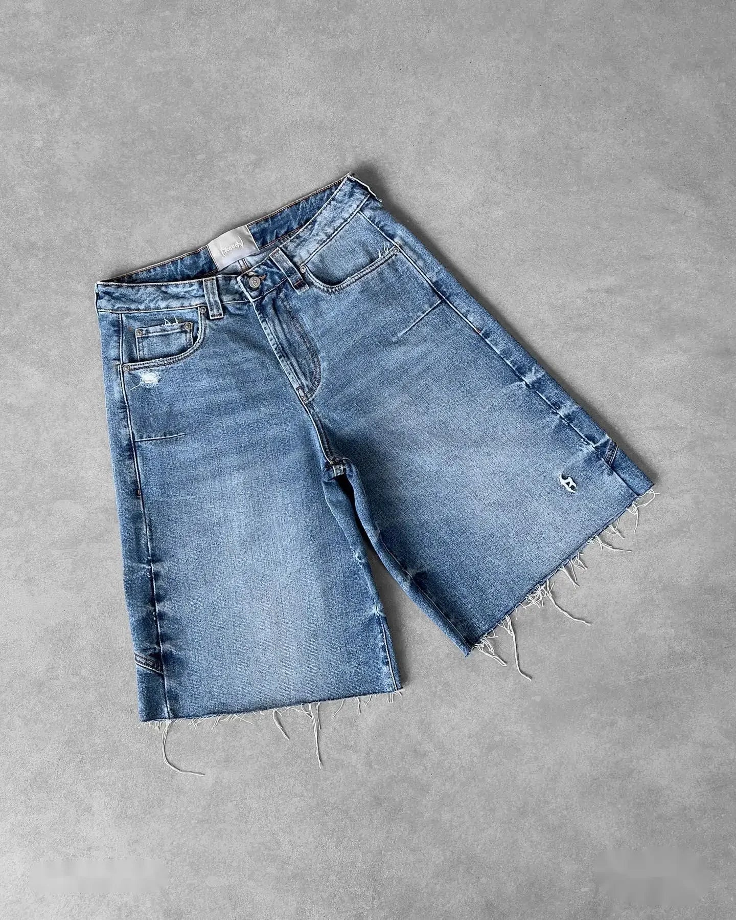 Y2k Black Punk Wash Baggy Work Shorts Men Women Summer Hip Hop Ripped Hole Denim Shorts Raw Edge Casual Jorts Streetwear