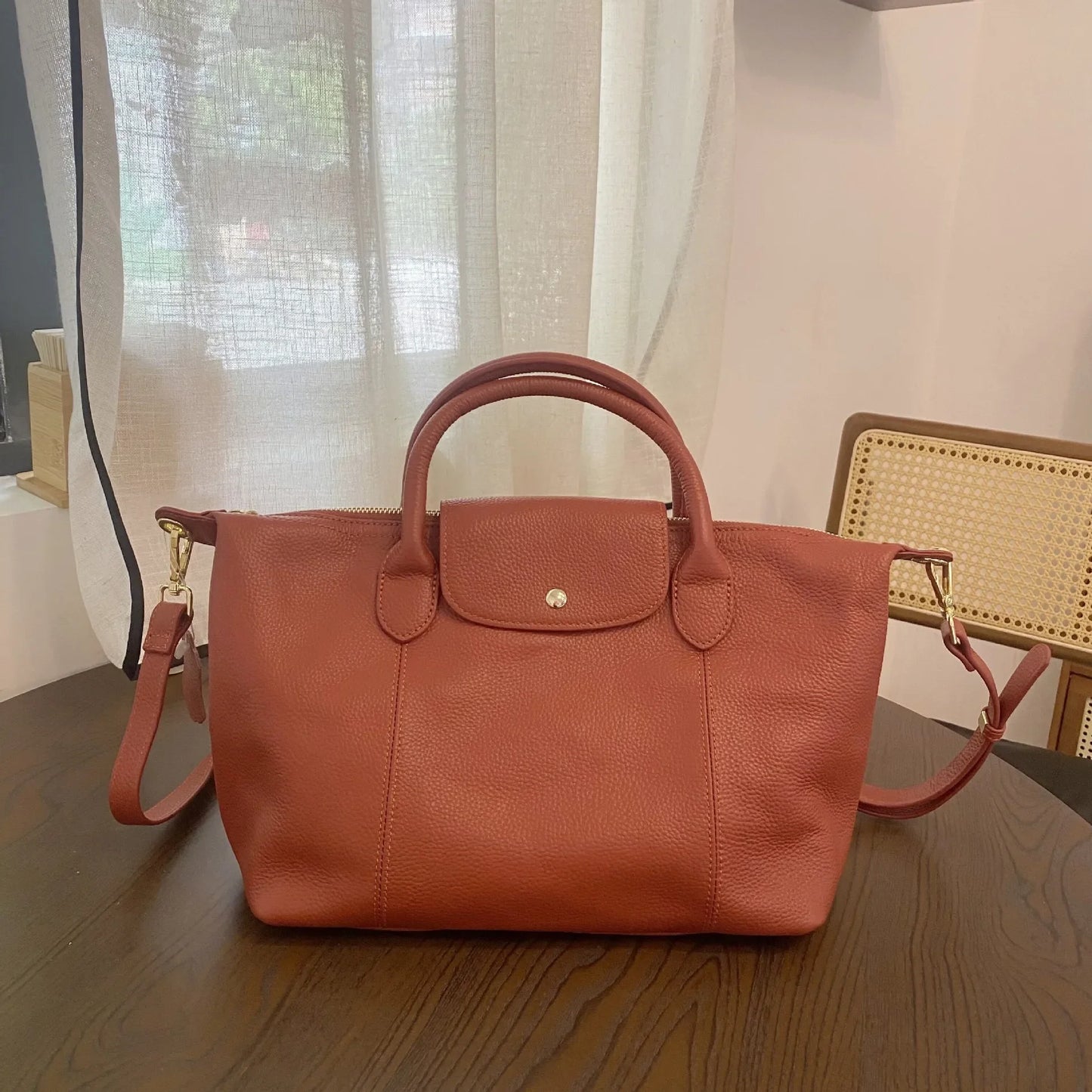 Soft Cow Leather Dumpling Shape Handbag Women's Classic Top-handle Bag Simple Design Single Shoulder Crossbody Bag