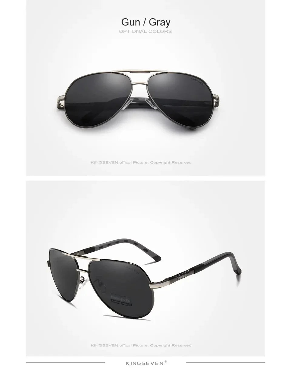 KINGSEVEN-Lunettes de soleil polarisées en aluminium vintage pour hommes et femmes, lunettes de soleil de marque classique, lentille de revêtement, lunettes de conduite