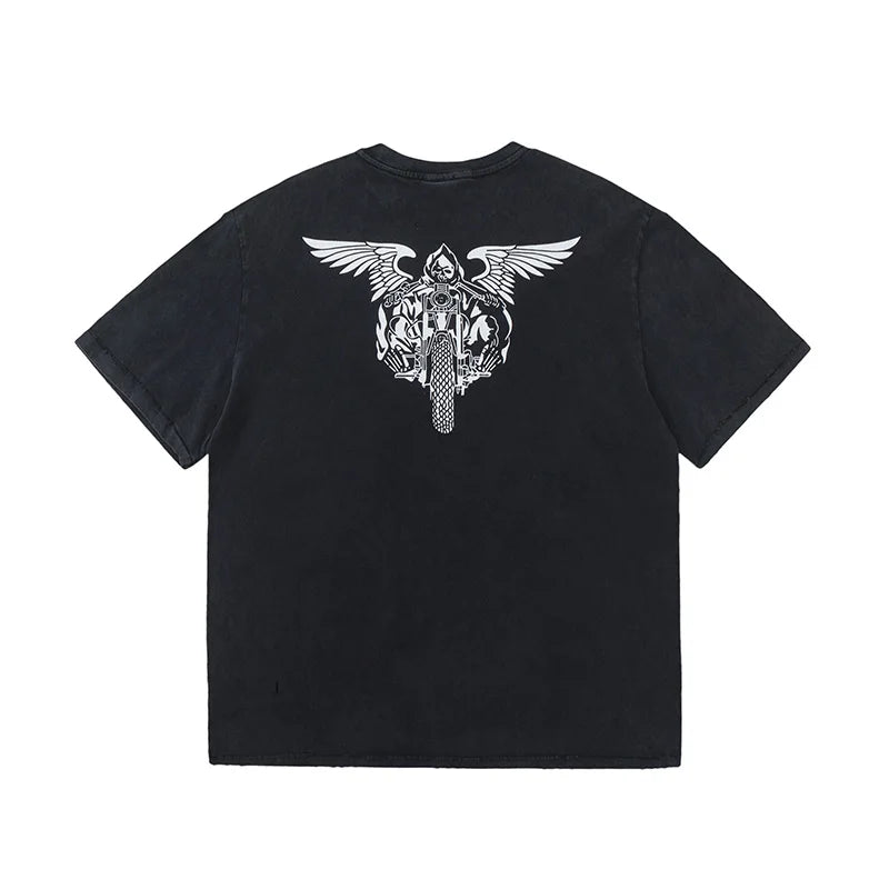 Vintage Series Saint Round Neck Sexy Robot Printed Casual High Quality Oversized T Shirt Harajuku Streetwear Men