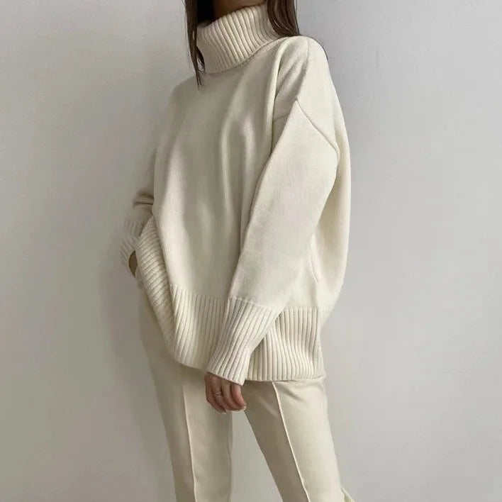 Oversized Women Cashmere Turtleneck Sweater Basics Knitted Jumpers Top Autumn Winter Warm Female Pullvers Sweater