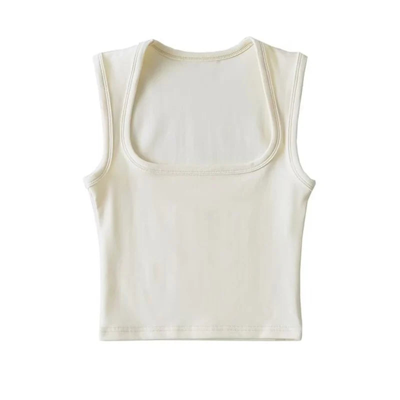 Deep Square Collar Vests 2025 Summer New Fashion Sexy Women's Crop Tops Sling Vest Camis