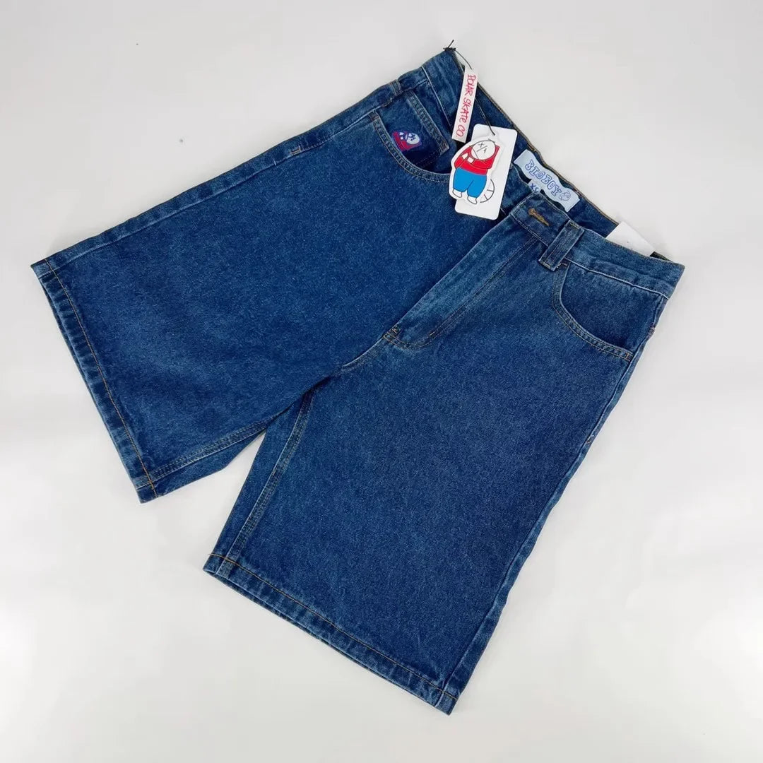 Y2k Black Punk Wash Baggy Work Shorts Men Women Summer Hip Hop Ripped Hole Denim Shorts Raw Edge Casual Jorts Streetwear