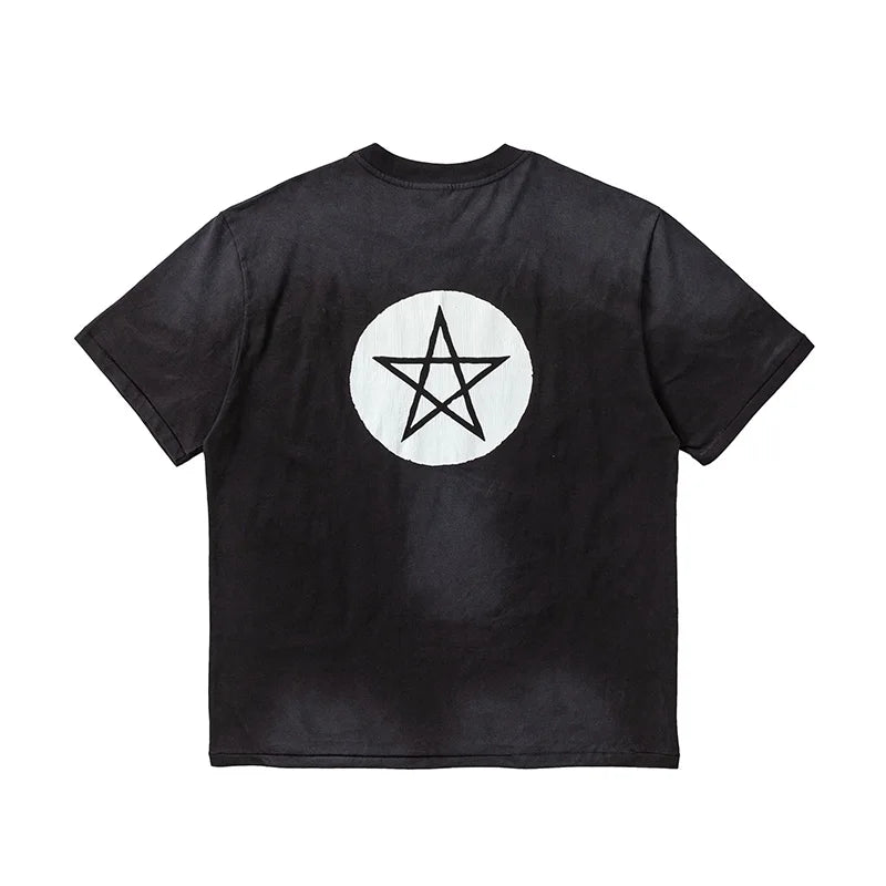 Vintage Series Saint Round Neck Sexy Robot Printed Casual High Quality Oversized T Shirt Harajuku Streetwear Men