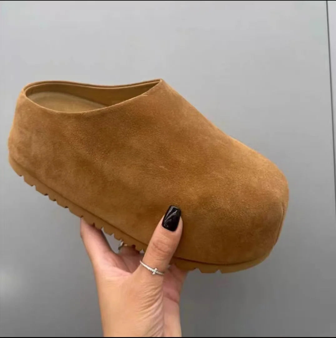 Shoes Woman 2024 Round Toe Clogs Platform Slip-on All-Match New Summer Creepers Slip On Comfortable Concise Slipper Slides
