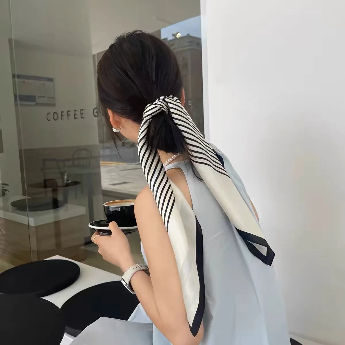 Women Silk Scarf Fashion Hair Scarf Silk Satin Neckerchief Female Hair Ties Headband Hair Ornament Female Bandana Bag Scarves
