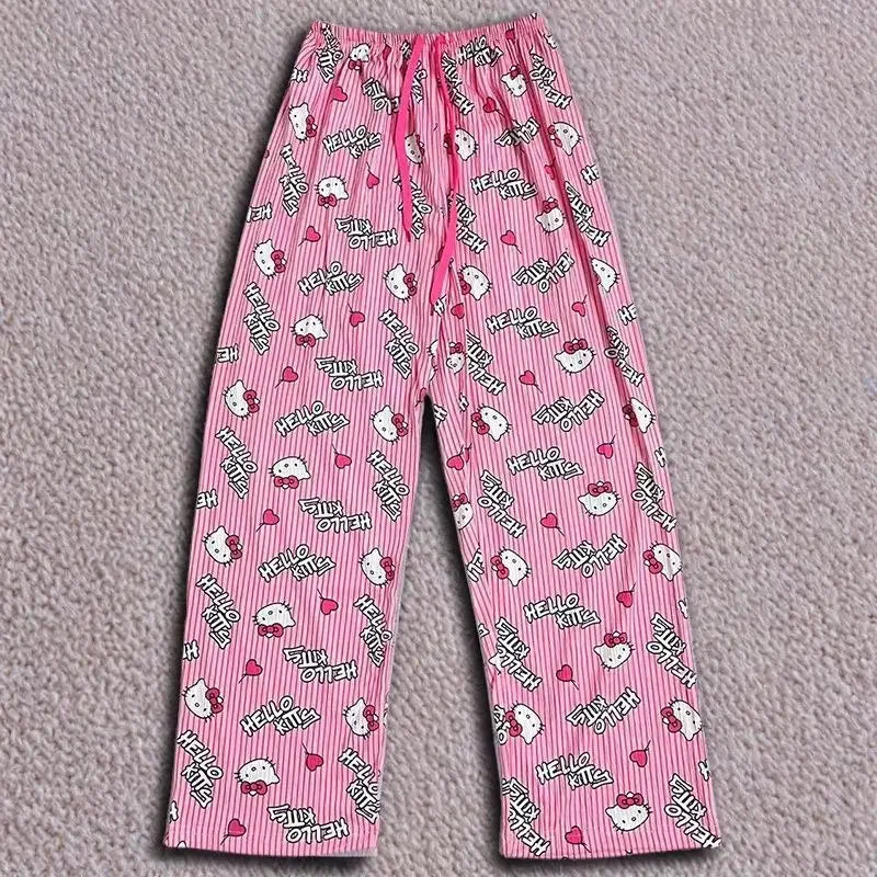 Spring Autumn Anime Hello Kitty Y2k Kawaii Pajamas Women Loose Cartoon Casual Home Pants Fashion Trousers Girl Pajama Pants Gift