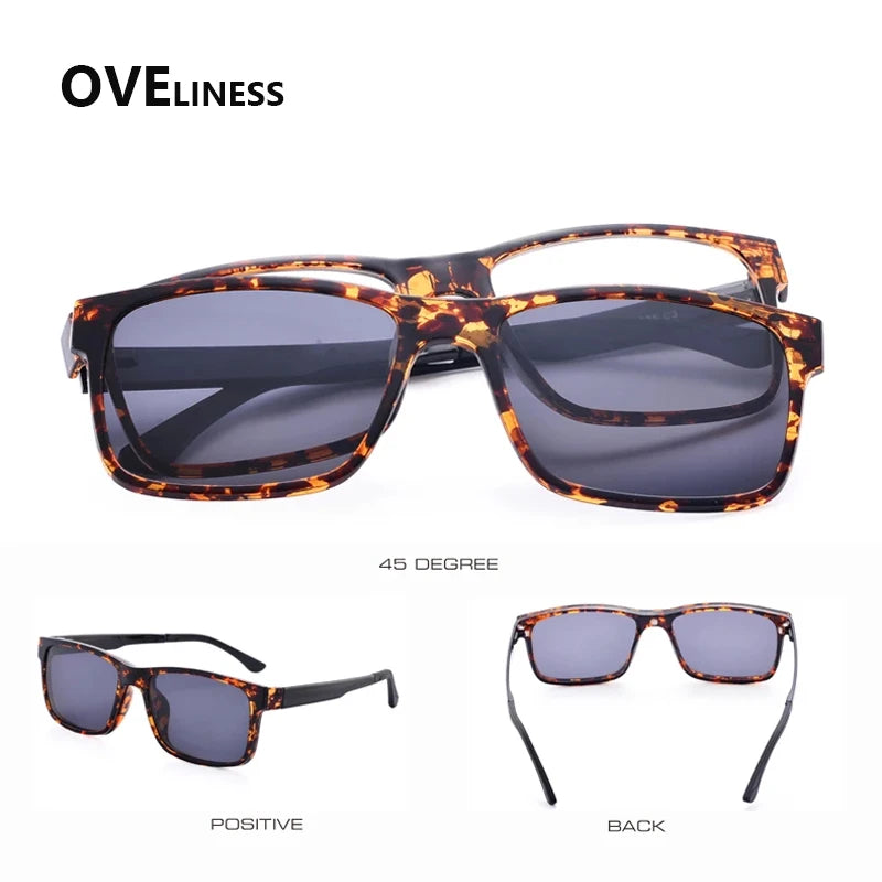 Lunettes marque designer polarisé aimant pince lunettes cadre hommes femmes myopie lunettes de Prescription optique lunettes de soleil lunettes