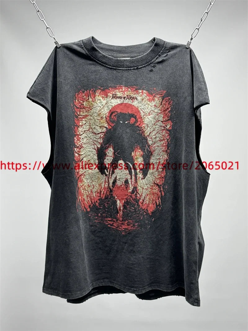 SAINT The Sand Of Time T-Shirts 2025ss Dirty Soil Spray Hand Worn Tank Top T Shirt Tee