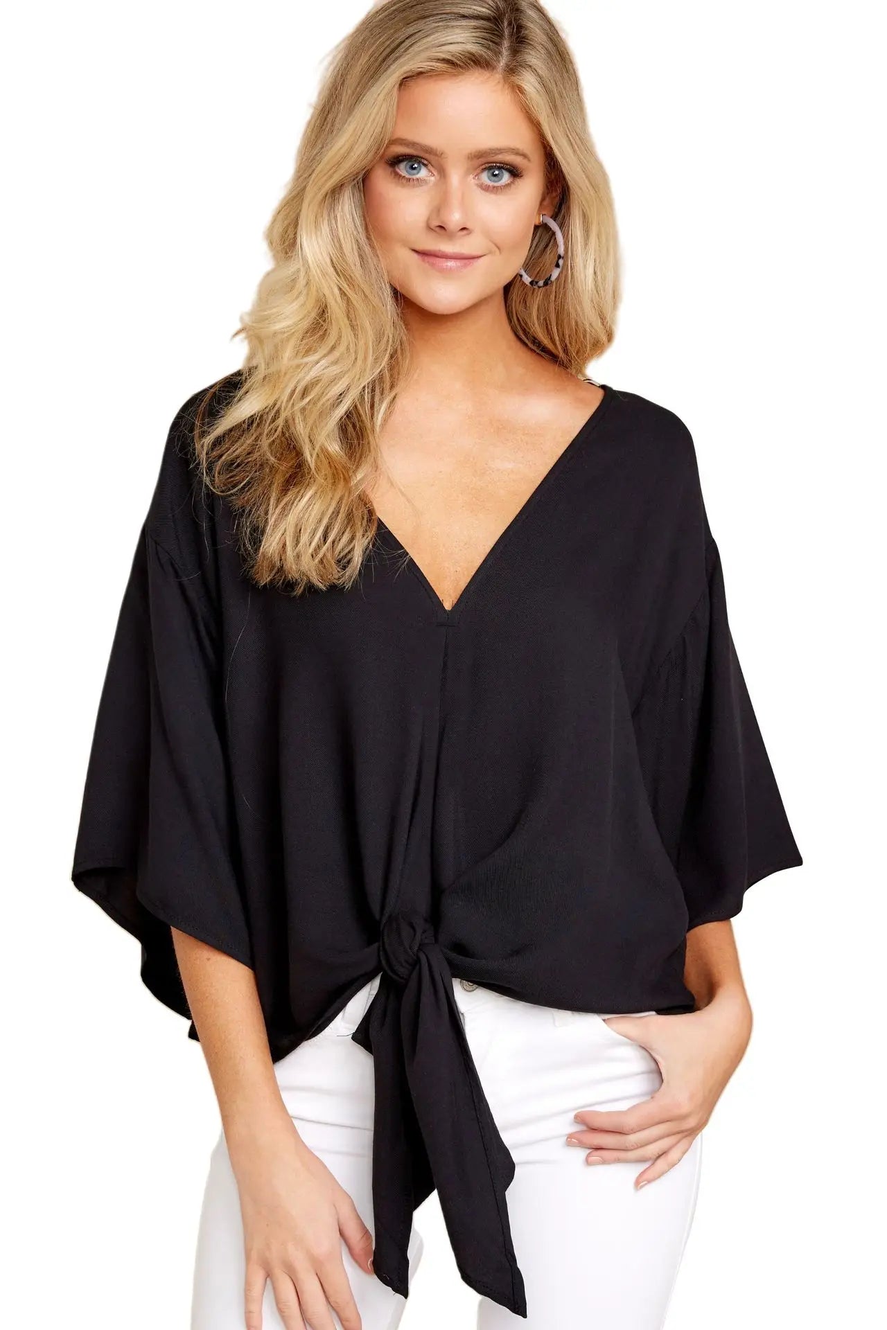 Spring Summer 2024 New Women's Shirt Sexy V-neck Short Sleeved Fashionable Printed Knot Printed  Sleeve Top