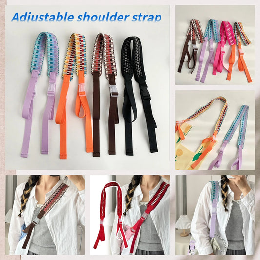 Embroidery Nylon Adjustable Shoulder Bag Strap Pull Button Colorful Sport Style Bag Extension Straps Unisex Bag Accessories