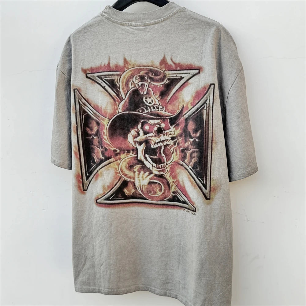 Washed Saint BORN AGAIG Hand Worn Vest T-Shirts Men Women Best Quality Loose Oversized T Shirt Tee