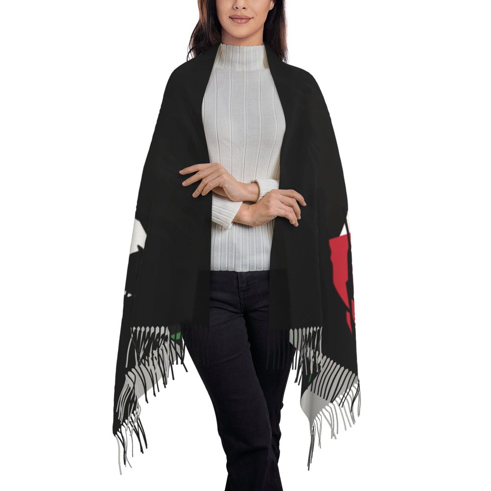 Palestines Flag Tassel Scarf Women Soft Palestinians Patriotic Shawl Wrap Ladies Winter Fall Scarves