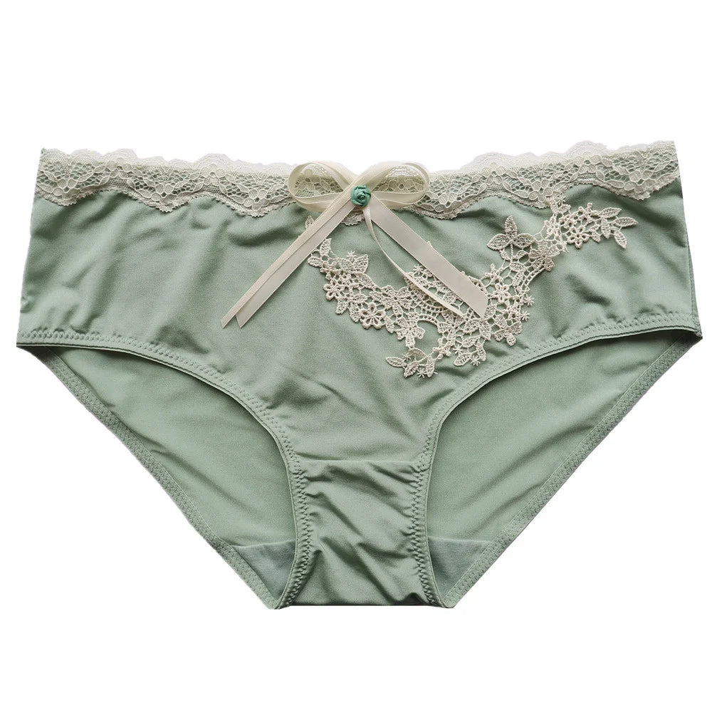 SP&CITY Flower Embroidery Ice Silk Bow Sexy Women's Underwear Low Waist Traceless Breathable Summer Thin Panties Seamless Briefs