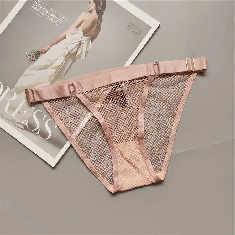 Temptation Fishing Net Girls' Panties Adjustable Buckle Women's Underpants See-through Mesh Lady Knickers Sexy intimate Lingerie