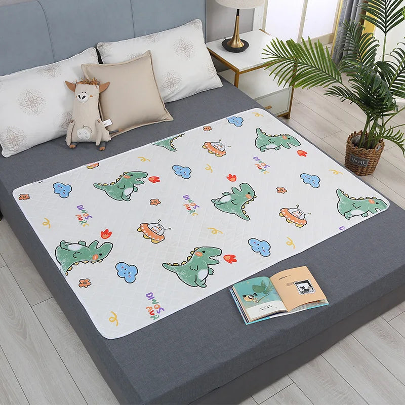 Matelas lavable imperméable, tapis d'urine pour bébés et tout-petits, protection de lit de dessin animé mignon, couches de literie, coussinets d'urine, tissu respirant